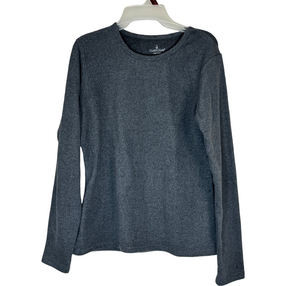 Cuddl Duds Fleecewear Stretch Top Women Medium Gray‎ Charcoal Long Sleeve Base M